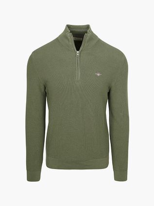 Gant Half Zip Trui Micro Textured Groen