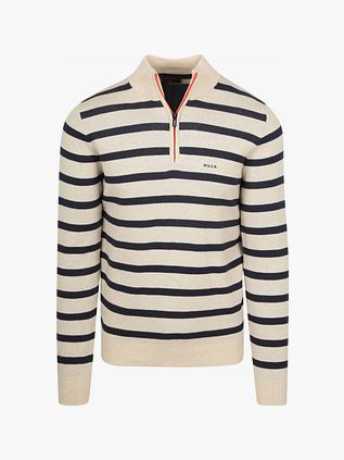 NZA Half Zip Genser Stripe Ecru