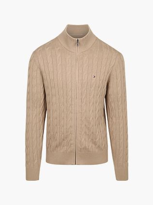 Tommy Hilfiger Cable Knit Cardigan Zip Beige