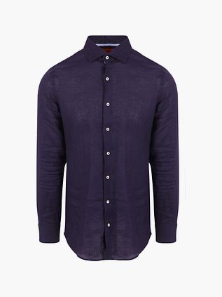 Suitable Chemise en Lin Bleu Marine