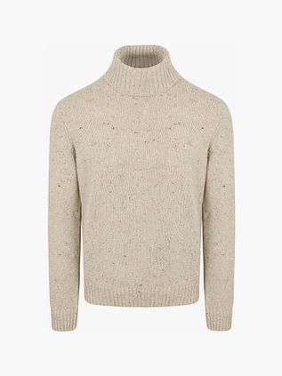Suitable Rollneck Pullover Donnegal Tweed Eco Wool Beige