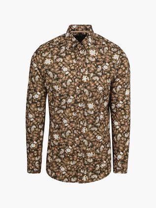 Suitable Skjorte Paisley Grøn Beige