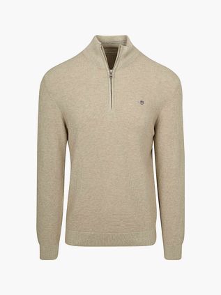 Gant Half Zip Pullover Micro Textured Beige