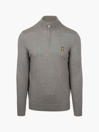 Lyle & Scott Halv Zip Pullover i Grå Merinould