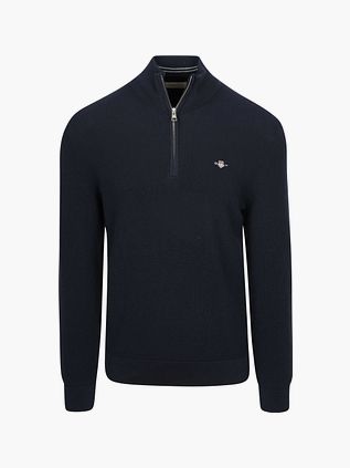 Gant Half Zip Trui Micro Textured Navy