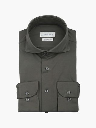 Profuomo Chemise en Tricot Japonais Vert Foncé