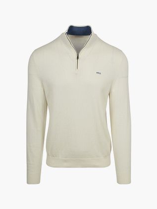 Sweter McGregor Half-Zip z bawełny i kaszmiru w kolorze ecru