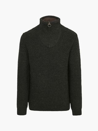 Barbour New Tyne Zip sweter z wełny oliwkowozielony