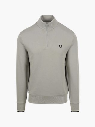 Fred Perry Halv Zip Trøje Kridtgrå