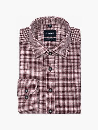 OLYMP Luxor Hemd 24/Seven Houndstooth Bordeaux