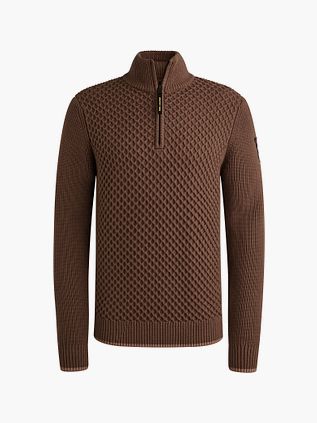 PME Legend maglione strutturato con mezza zip marrone