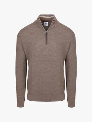 R2 Amsterdam Pull Col Zippé Taupe