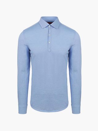 Suitable Camicia Långärmad Pikétröja i Ljusblå