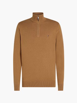 Tommy Hilfiger Halv Zip Trøje Kamelbrun