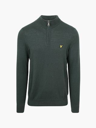 Lyle & Scott Half Zip Pullover Merinowol Donkergroen