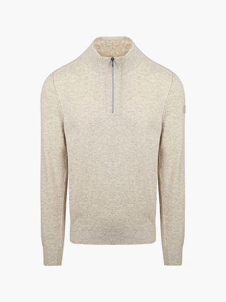 State Of Art Pull Half Zip Wool Blend Greige Mélanger