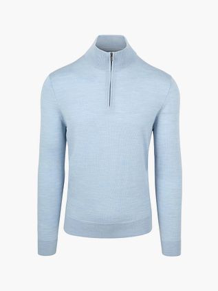 Suitable Merino Half Zip Trøje Lyseblå