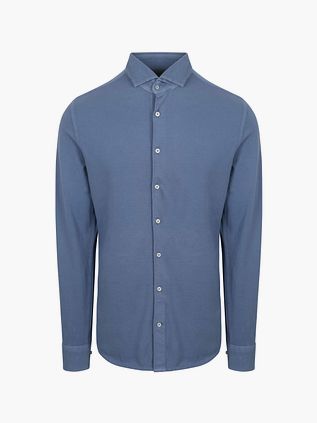 Suitable Piqué Skjorte Jeansblå