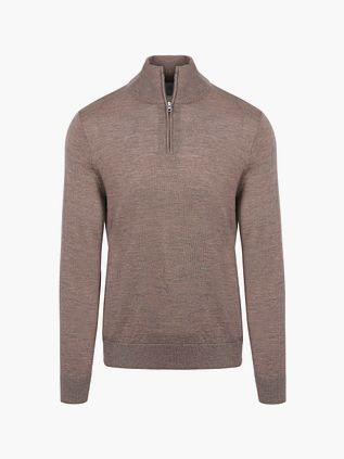 KING Essentials The Michael Half Zip Pull de merino marrón