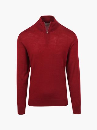 KING Essentials The Michael maglia in merino con half zip rossa