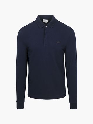 Lacoste langærmet Poloshirt i Piquè Marineblå