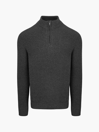 Steppin' Out Halv Lynlås Trøje i Lammeuld Antracit