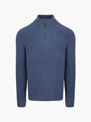 Steppin' Out Halvknäppt Tröja i Lammull Mörkblå