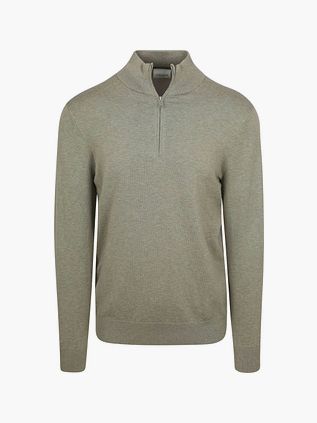 Sweter Profuomo Luxury Basic Half Zip w kolorze zielonym