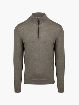 Profuomo Half Zip Pullover Merinowolle Grün
