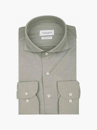 Profuomo Japanese Knitted Hemd Melange Grün