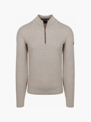 State Of Art Halvzip Tröja Beige Melerad