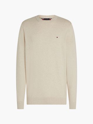 Jersey Tommy Hilfiger de algodón y cachemira en color crudo