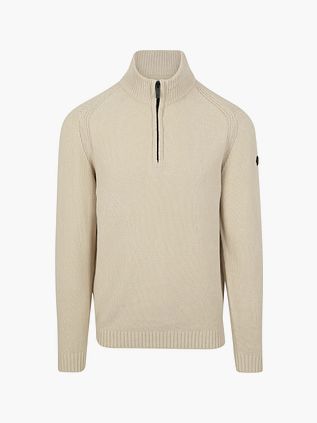 Maglione Half Zip in ciniglia ecru No Excess