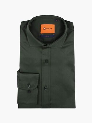 Suitable Satin Hemd Donkergroen