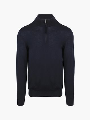 Profuomo Halv lynlås Pullover i Merinould Navy