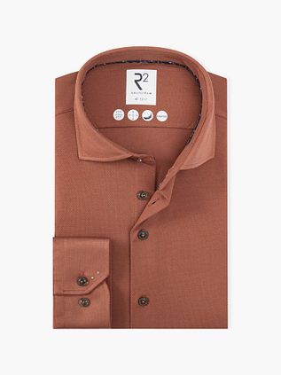 R2 Skjorte Dobby Poplin Murstensrød
