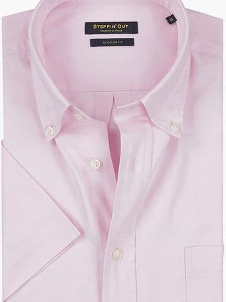 Steppin' Out Skjorte med regular passform og korte ermer i lys rosa