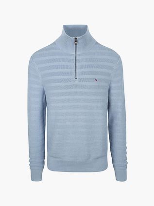 Tommy Hilfiger sweter z półgolfem na zamek, struktura, indygo