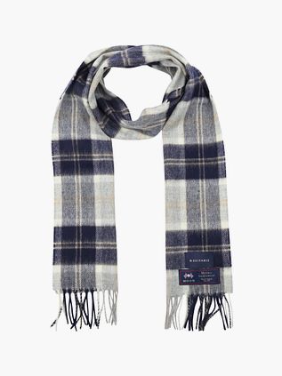 Suitable Bufanda Cuadros Lana Merino Blue Grey