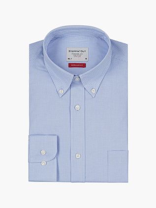 Steppin' Out Shirt Extra Long Sleeves Checks Light Blue