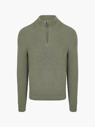 Suitable Halv Lynlås Trøje i uld-blanding Grøn