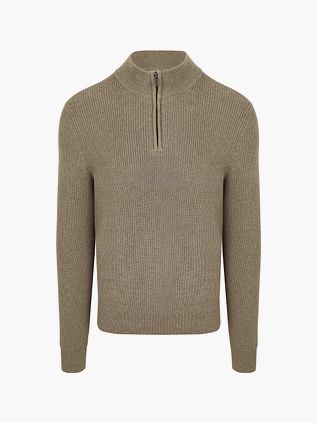 Suitable Halvglidelås-genser i Ullblanding Taupe