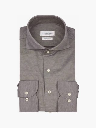 Profuomo Japanese Knitted Hemd Melange Braun