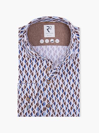 R2 Camisa Casual Retro Beige Azul