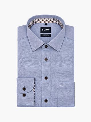 Olymp Luxor Overhemd Structure Blauw