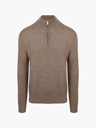 Pullover half-zip R2 con trama strutturata color taupe