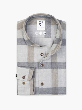 Koszula R2 Herringbone w kratę szara