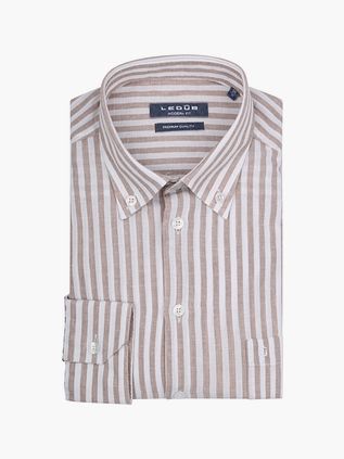 Ledub Skjorte Stripet Beige Lin