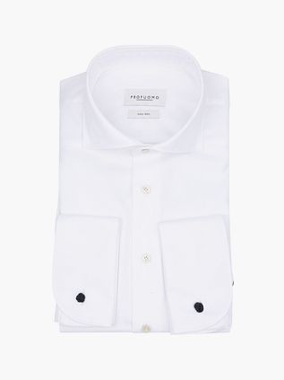 Koszula Profuomo slim fit z kołnierzykiem cutaway i podwójnym mankietem, biała
