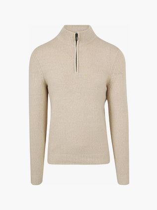 Pullover Suitable Half Zip in lana cotta ecrù
